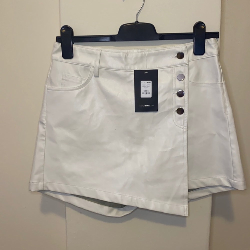 White leather fashion nova x cardi b skort